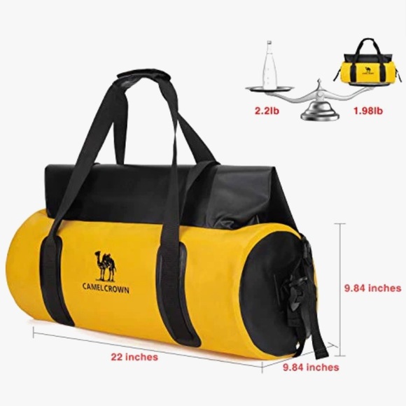 CAMEL CROWN Yellow SPORTS GYM BAG WATERPROOF DUFFEL WEEKENDER 30L WSHOULDERSTRAP - Picture 4 of 9